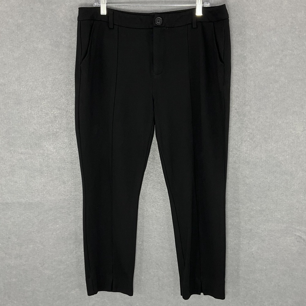 Cabi Pants Womens Sz 14 Black Stretch Pleated Straight Office‎ Casual